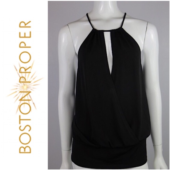 Boston Proper Tops - BOSTON PROPER | BLACK WRAP HALTER TOP